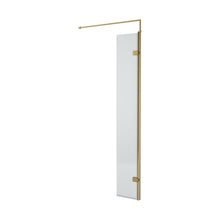 Nuie 300mm Fluted Hinged Screen With Support Bar Contemporary Brushed Brass Aluminium 1850x322x27mm - JJ Building Materials
