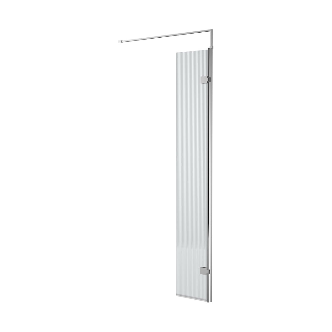 Nuie 300mm Fluted Hinged Screen With Support Bar Contemporary Chrome Aluminium 1850x322x27mm - JJ Building Materials