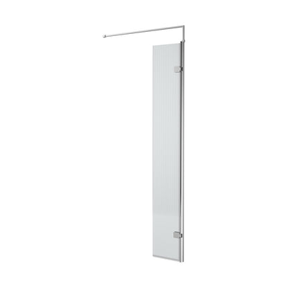Nuie 300mm Fluted Hinged Screen With Support Bar Contemporary Chrome Aluminium 1850x322x27mm - JJ Building Materials