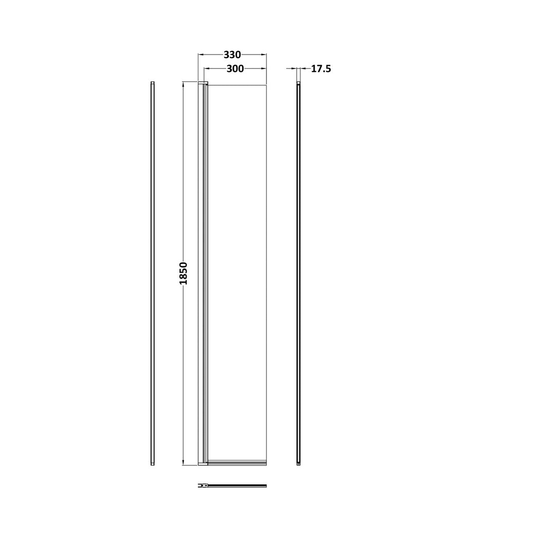 Nuie 300mm Hinged Flipper Screen Contemporary Matt Black Aluminium 1850x322x27mm - JJ Building Materials