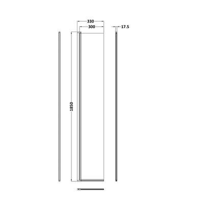 Nuie 300mm Hinged Flipper Screen Contemporary Matt Black Aluminium 1850x322x27mm - JJ Building Materials