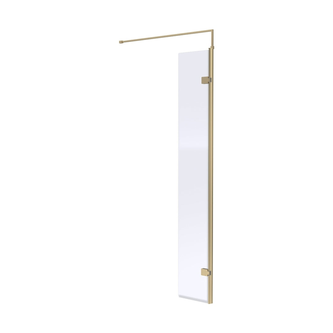 Nuie 300mm Wetroom Swing Screen Contemporary Brushed Brass Aluminium 1850x322x27mm - JJ Building Materials
