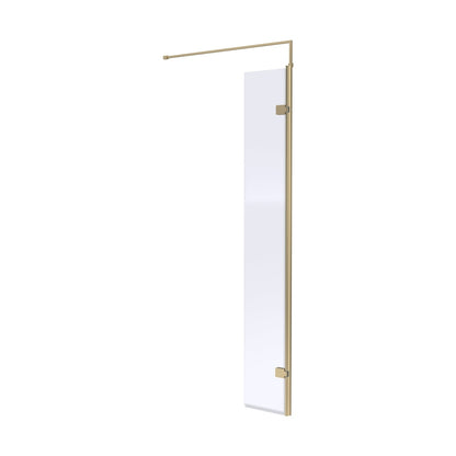 Nuie 300mm Wetroom Swing Screen Contemporary Brushed Brass Aluminium 1850x322x27mm - JJ Building Materials