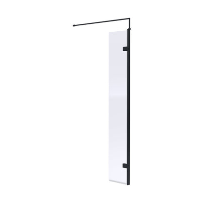 Nuie 300mm Wetroom Swing Screen Contemporary Matt Black Aluminium 1850x322x27mm - JJ Building Materials