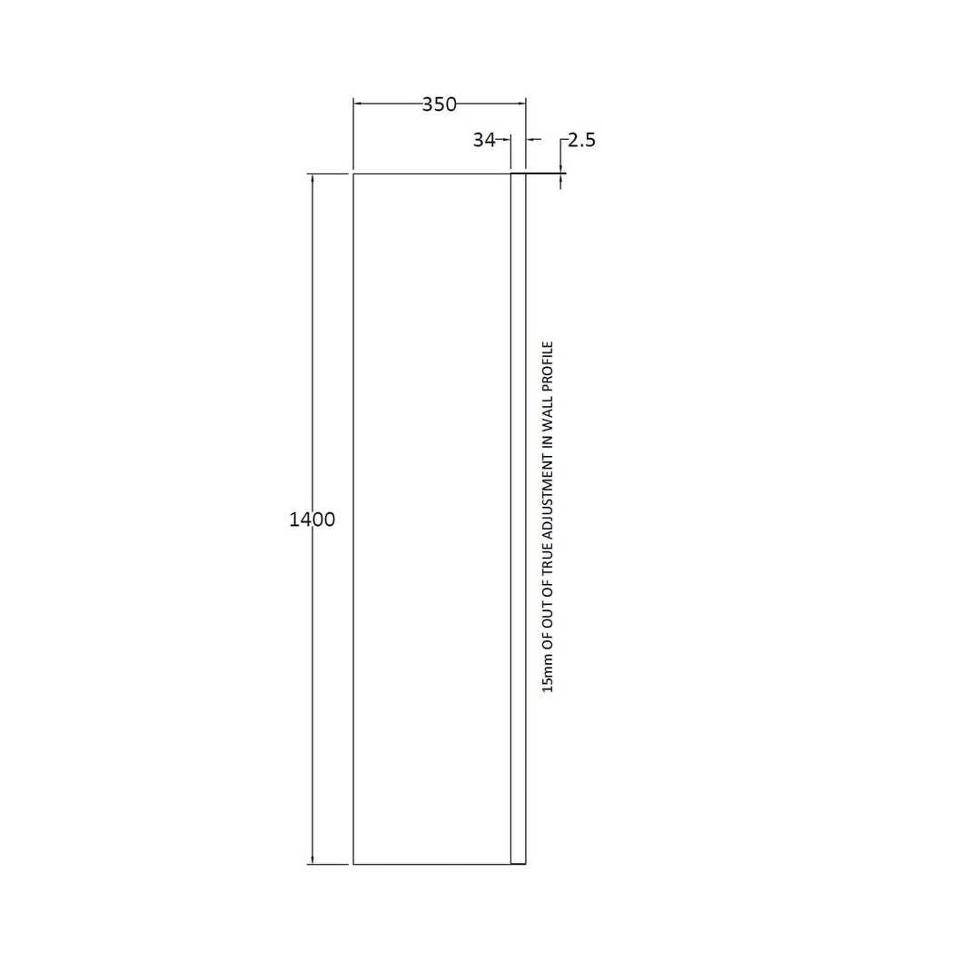 Nuie 350mm Fixed Bath Screen Contemporary Chrome Aluminium 1400x350x26mm - JJ Building Materials