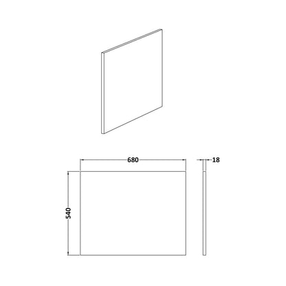 Nuie 700mm Offset End Panel Waterproof Contemporary Gloss White Pvc 540x680x18mm - JJ Building Materials