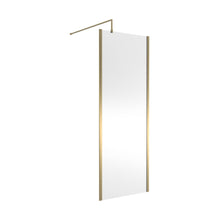 Nuie 760mm Outer Framed Wetroom Screen With Support Bar Contemporary Brushed Brass Aluminium 1850x760x14mm - JJ Building Materials