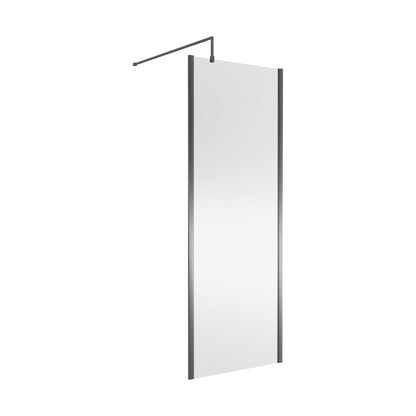 Nuie 760mm Wetroom Screen Outer Frame 1850x8mm - Brushed Pewter Contemporary Aluminium 1850x758x13mm - JJ Building Materials