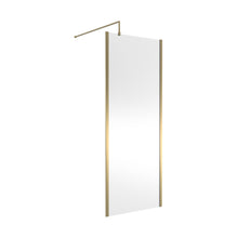 Nuie 800mm Outer Framed Wetroom Screen With Support Bar Contemporary Brushed Brass Aluminium 1850x800x14mm - JJ Building Materials
