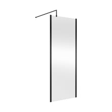 Nuie 800mm Outer Framed Wetroom Screen With Support Bar Contemporary Matt Black Aluminium 1850x800x14mm - JJ Building Materials