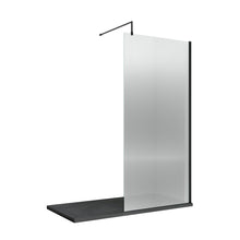 Nuie 900mm Fluted Wetroom Screen With Support Bar Contemporary Matt Black Aluminium 1850x900x13mm - JJ Building Materials