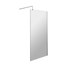 Nuie 900mm Wetroom Screen & Support Bar Contemporary Chrome Aluminium 1850x898x14mm - JJ Building Materials