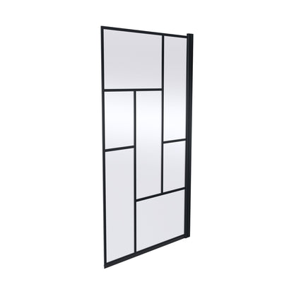 Nuie ABStract Bath Screen Contemporary Matt Black Aluminium 1430x790x38mm - JJ Building Materials