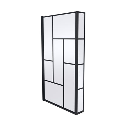 Nuie ABStract Bath Screen Contemporary Matt Black Aluminium 1430x795x150mm - JJ Building Materials
