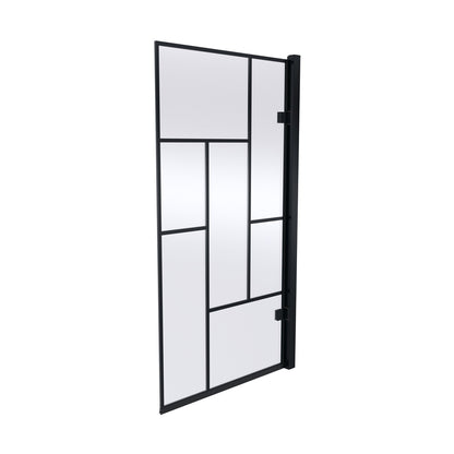Nuie ABStract Bath Screen Contemporary Matt Black Aluminium 1520x830x24mm - JJ Building Materials