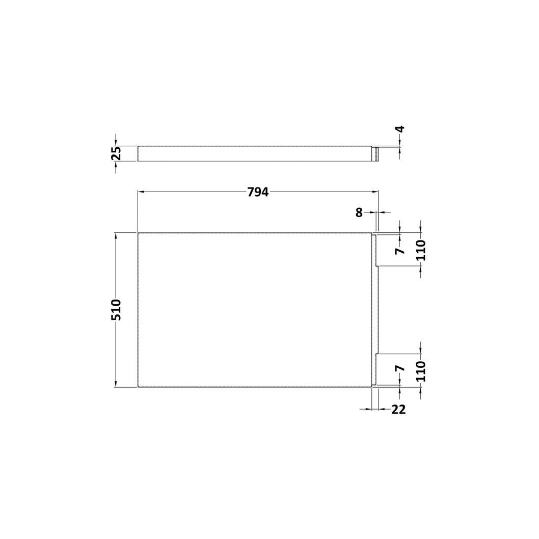 Nuie Acrylic End Panel (800mm) Contemporary European White 510x800x25mm - JJ Building Materials