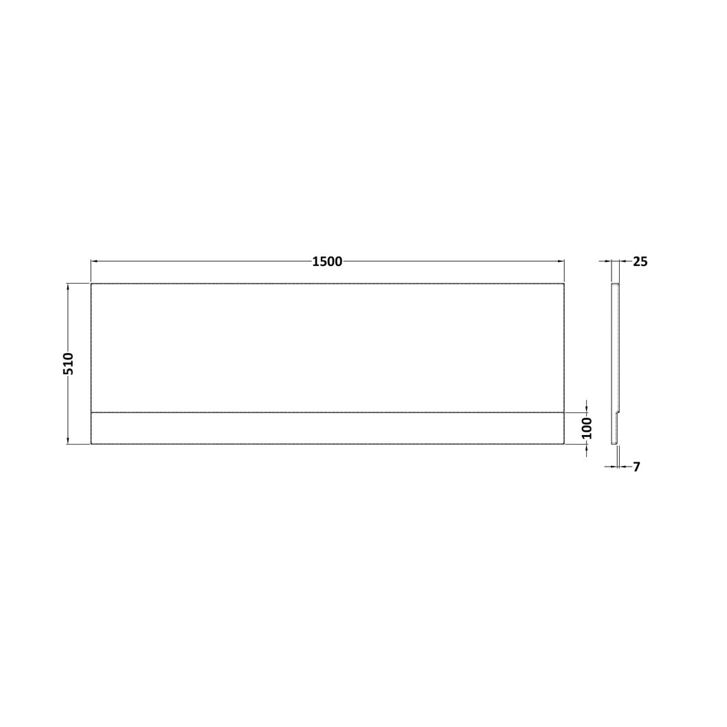 Nuie Acrylic Front Panel (1500mm) Contemporary European White 510x1500x25mm - JJ Building Materials