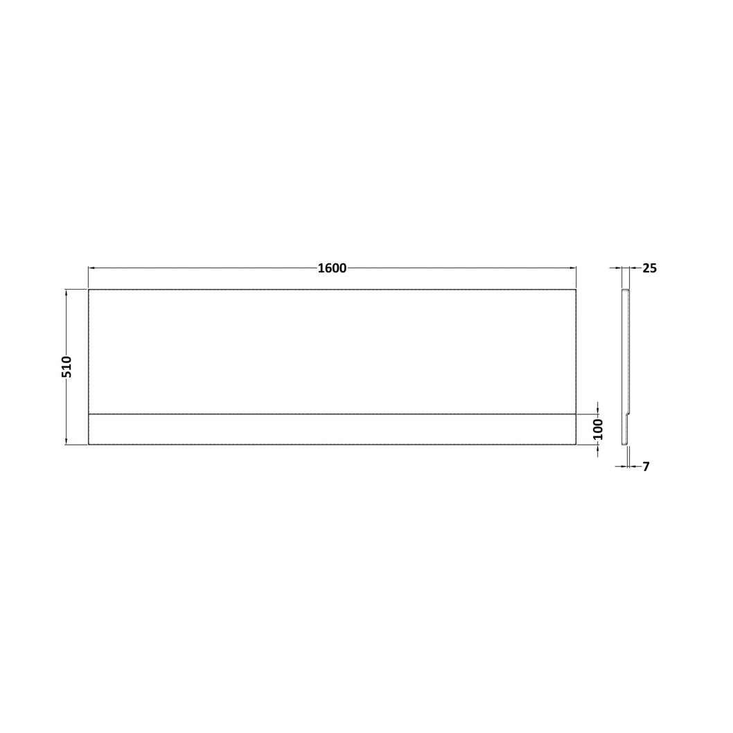 Nuie Acrylic Front Panel (1600mm) Contemporary European White 510x1600x25mm - JJ Building Materials