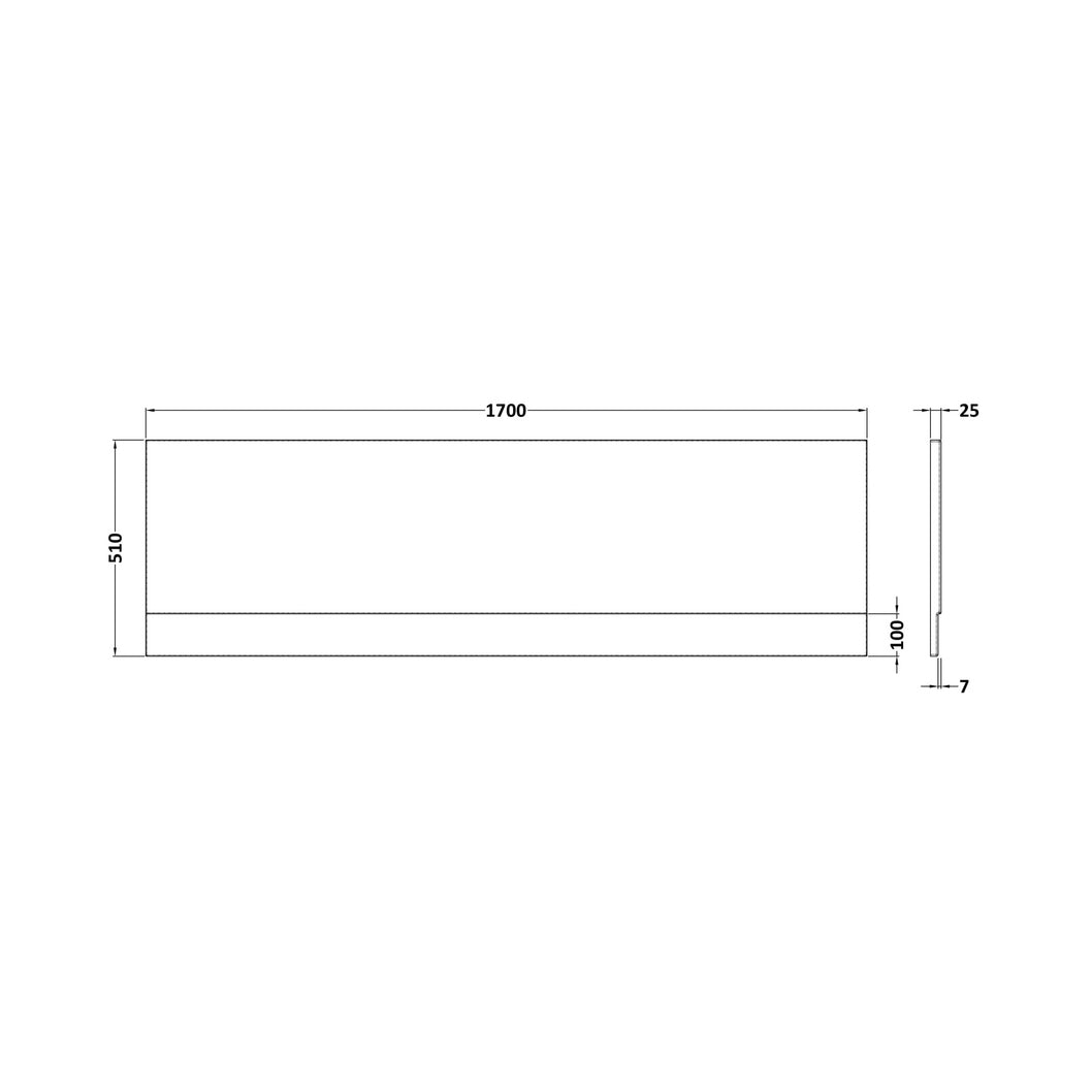 Nuie Acrylic Front Panel (1700mm) Contemporary European White 510x1700x25mm - JJ Building Materials