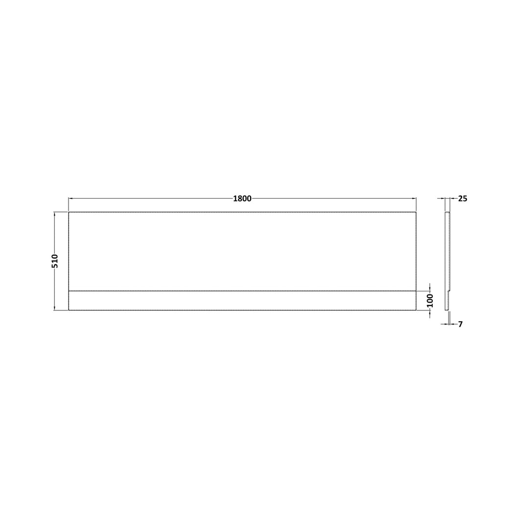 Nuie Acrylic Front Panel (1800mm) Contemporary European White 510x1800x25mm - JJ Building Materials