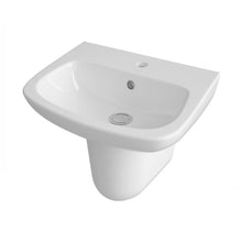Nuie Ambrose 500mm Basin & Semi Pedestal Contemporary White Vitreous China 415x500x400mm - JJ Building Materials