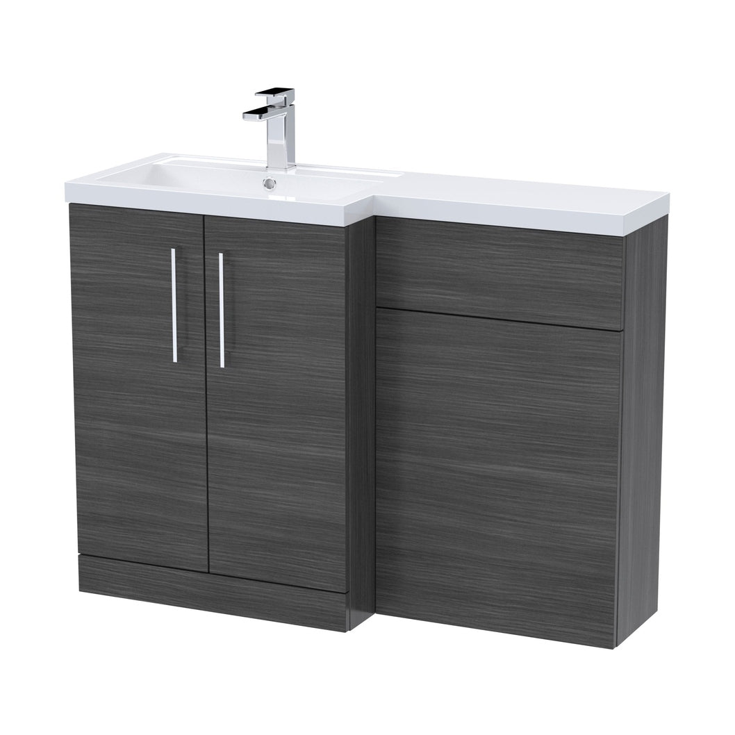 Nuie Arno 1100mm Left Hand Combination Contemporary Anthracite Woodgrain MFC Textured Woodgrain 858x1105x390mm - JJ Building Materials