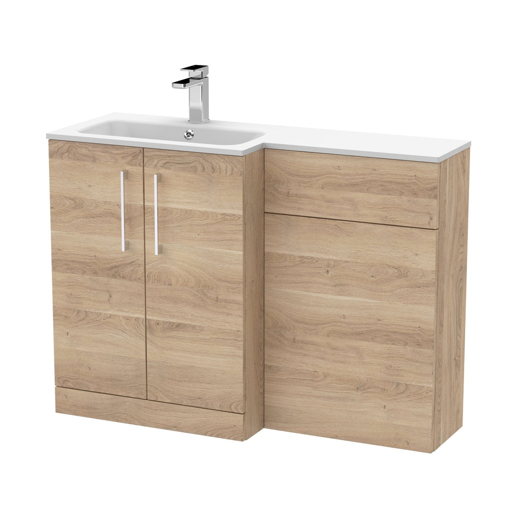 Nuie Arno 1100mm Left Hand Combination Contemporary Bleached Oak MFC Textured Woodgrain,stone 858x1105x390mm - ARN3012L - JJ Building Materials