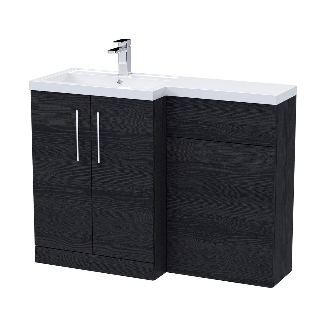 Nuie Arno 1100mm Left Hand Combination Contemporary Charcoal Black MFC Textured Woodgrain 858x1105x390mm - JJ Building Materials