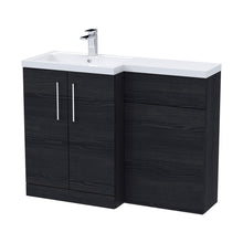 Nuie Arno 1100mm Left Hand Combination Contemporary Charcoal Black MFC Textured Woodgrain 858x1105x390mm - JJ Building Materials