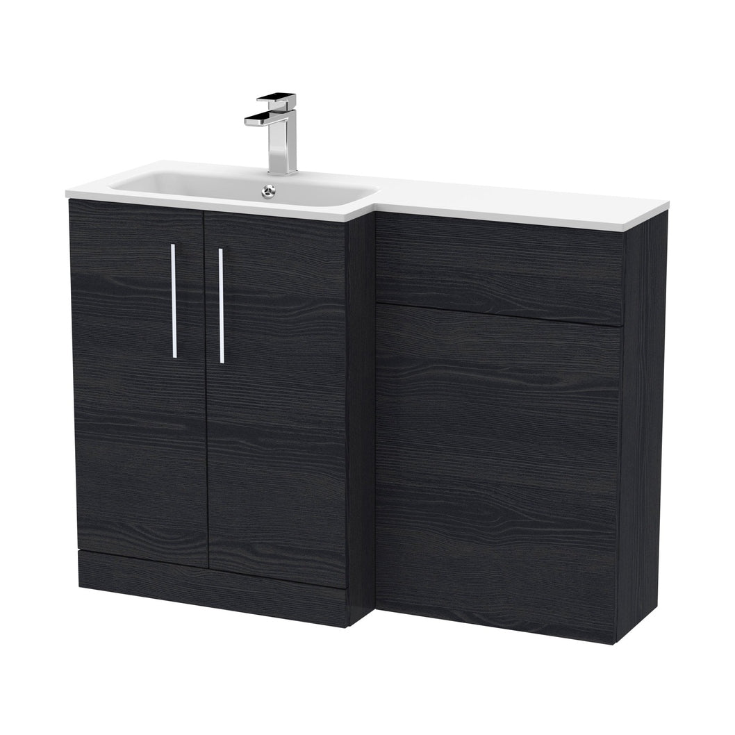 Nuie Arno 1100mm Left Hand Combination Contemporary Charcoal Black MFC Textured Woodgrain,stone 858x1105x390mm - ARN612L - JJ Building Materials