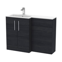 Nuie Arno 1100mm Left Hand Combination Contemporary Charcoal Black MFC Textured Woodgrain,stone 858x1105x390mm - ARN612L - JJ Building Materials