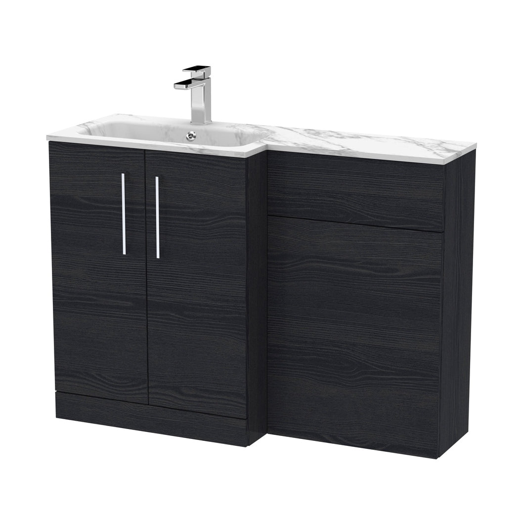 Nuie Arno 1100mm Left Hand Combination Contemporary Charcoal Black MFC Textured Woodgrain,stone 858x1105x390mm - ARN613L - JJ Building Materials