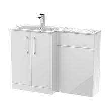 Nuie Arno 1100mm Left Hand Combination Contemporary Gloss White MFC Painted Gloss,stone 858x1105x390mm - ARN113L - JJ Building Materials