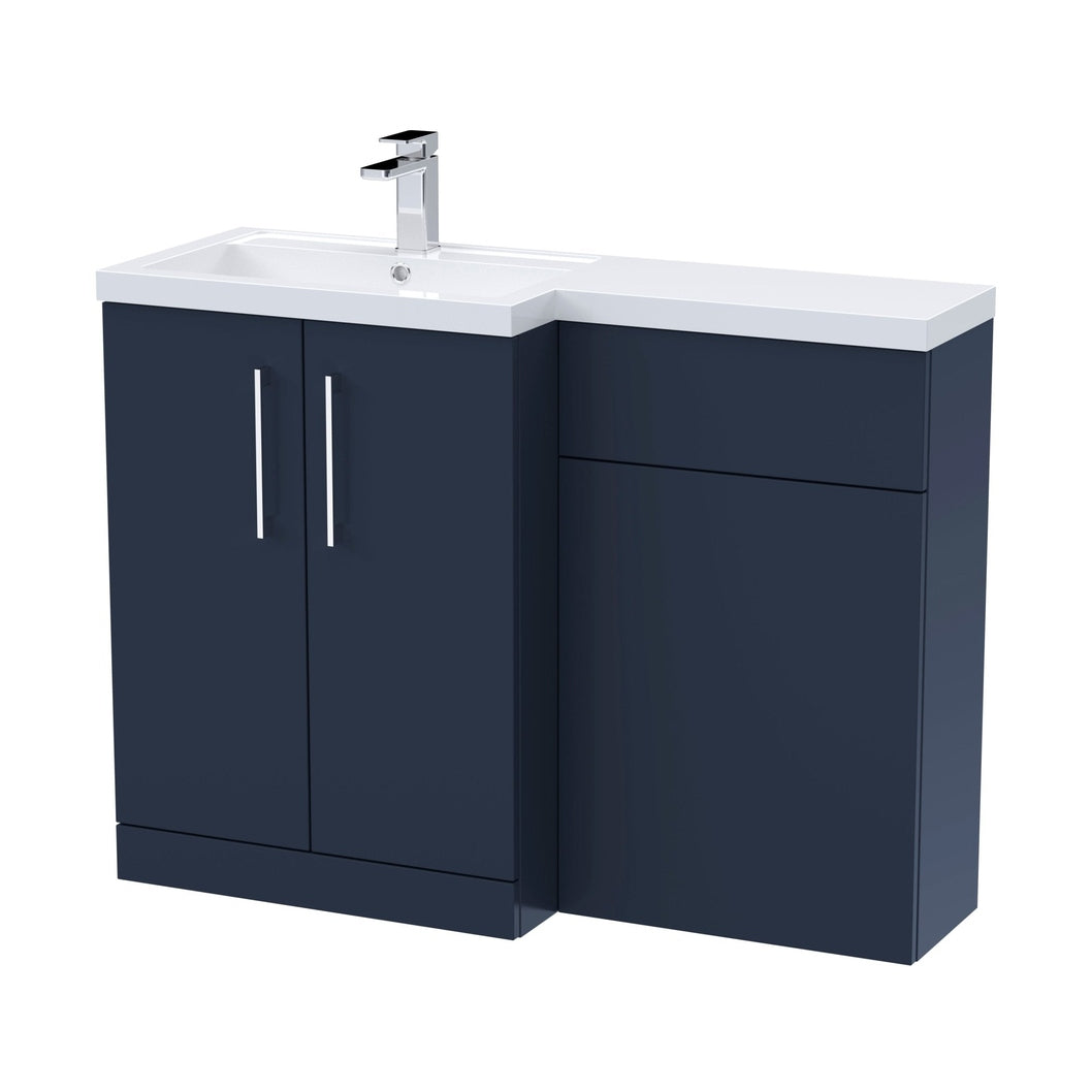 Nuie Arno 1100mm Left Hand Combination Contemporary Midnight Blue MFC Painted Matt 858x1105x390mm - JJ Building Materials