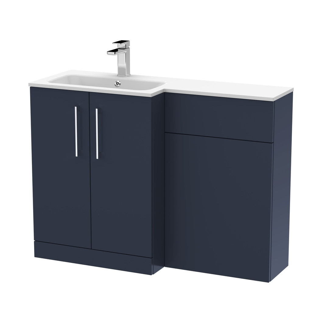 Nuie Arno 1100mm Left Hand Combination Contemporary Midnight Blue MFC Painted Matt,stone 858x1105x390mm - ARN2912L - JJ Building Materials