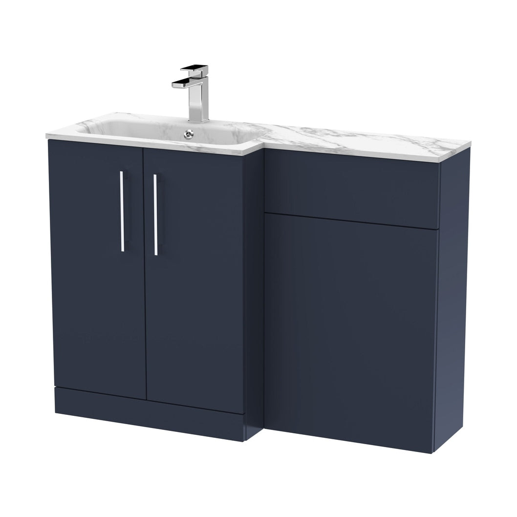 Nuie Arno 1100mm Left Hand Combination Contemporary Midnight Blue MFC Painted Matt,stone 858x1105x390mm - ARN2913L - JJ Building Materials