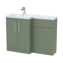 Nuie Arno 1100mm Left Hand Combination Contemporary Satin Green MFC Painted Matt 858x1105x390mm - JJ Building Materials