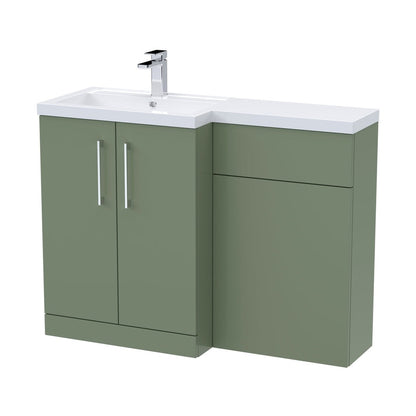Nuie Arno 1100mm Left Hand Combination Contemporary Satin Green MFC Painted Matt 858x1105x390mm - JJ Building Materials