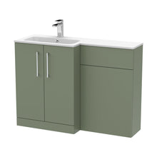 Nuie Arno 1100mm Left Hand Combination Contemporary Satin Green MFC Painted Matt,stone 858x1105x390mm - ARN812L - JJ Building Materials