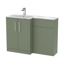 Nuie Arno 1100mm Left Hand Combination Contemporary Satin Green MFC Painted Matt,stone 858x1105x390mm - ARN813L - JJ Building Materials