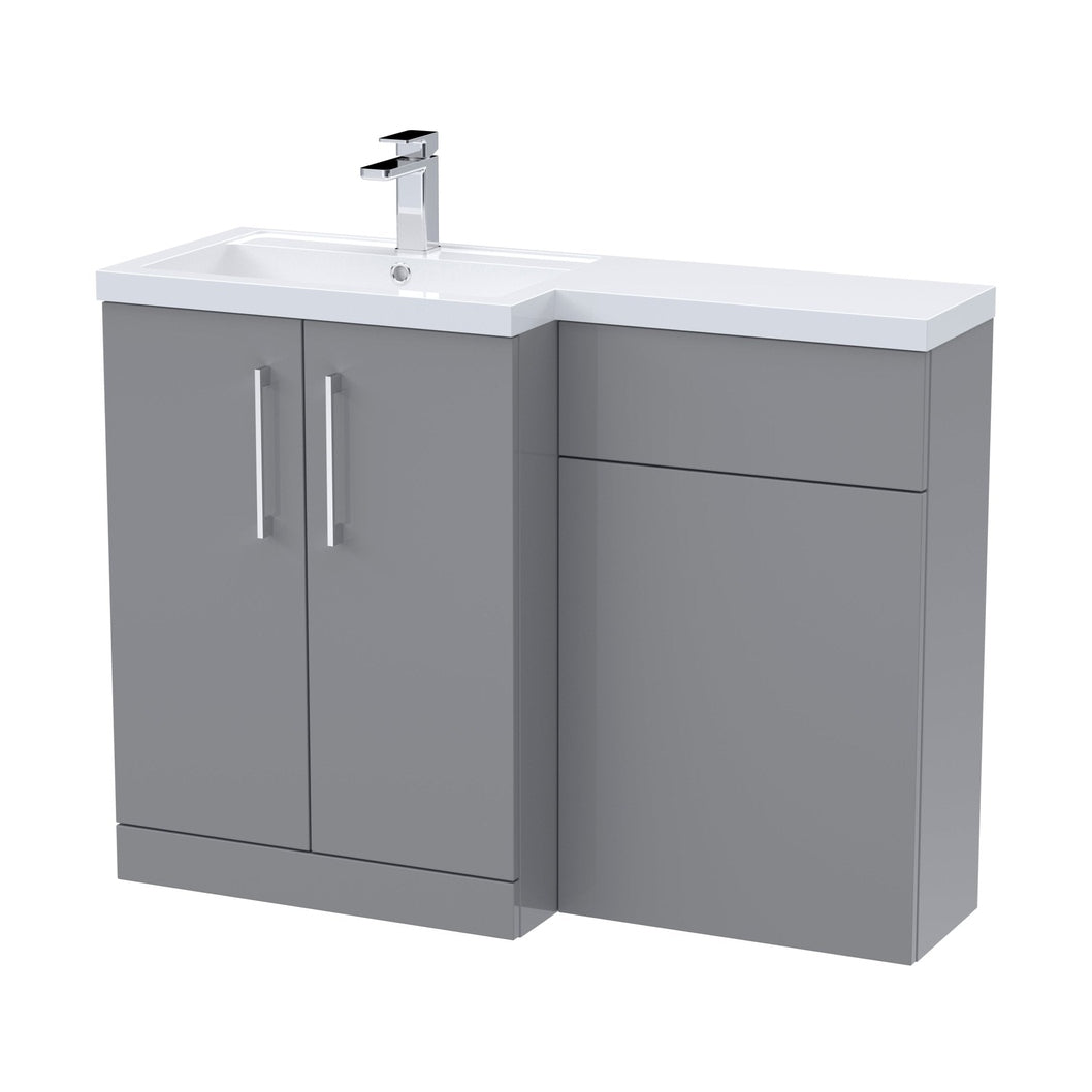 Nuie Arno 1100mm Left Hand Combination Contemporary Satin Grey MFC Painted Matt 858x1105x390mm - JJ Building Materials
