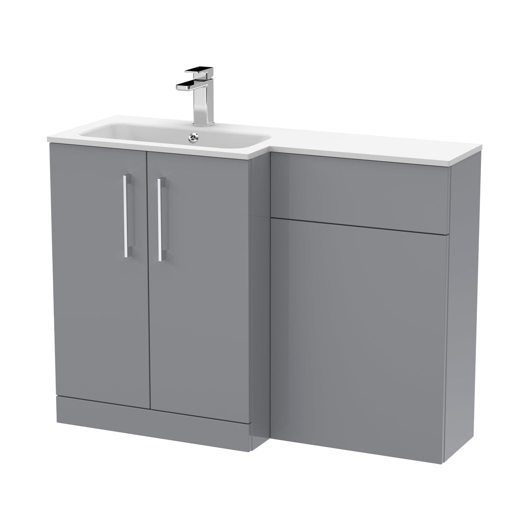 Nuie Arno 1100mm Left Hand Combination Contemporary Satin Grey MFC Painted Matt,stone 858x1105x390mm - ARN2212L - JJ Building Materials