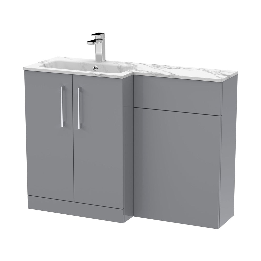 Nuie Arno 1100mm Left Hand Combination Contemporary Satin Grey MFC Painted Matt,stone 858x1105x390mm - ARN2213L - JJ Building Materials
