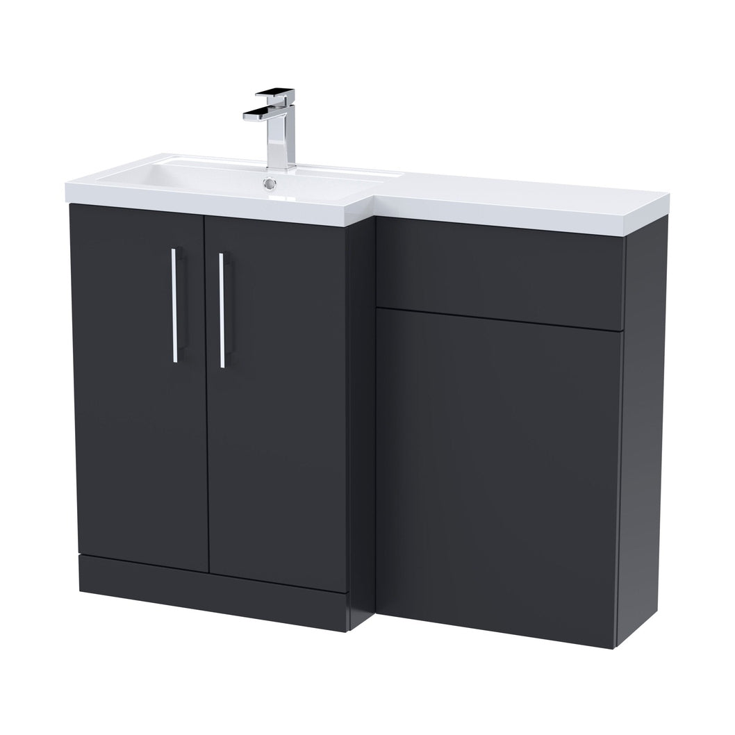 Nuie Arno 1100mm Left Hand Combination Contemporary Soft Black MFC Painted Matt 858x1105x390mm - JJ Building Materials