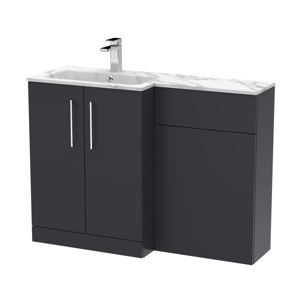 Nuie Arno 1100mm Left Hand Combination Contemporary Soft Black MFC Painted Matt,stone 858x1105x390mm - ARN1413L - JJ Building Materials