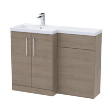 Nuie Arno 1100mm Left Hand Combination Contemporary Solace Oak MFC Textured Woodgrain 858x1105x390mm - JJ Building Materials