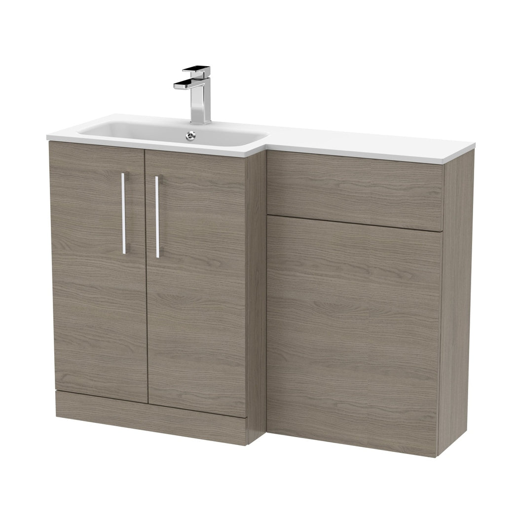 Nuie Arno 1100mm Left Hand Combination Contemporary Solace Oak MFC Textured Woodgrain,stone 858x1105x390mm - ARN2512L - JJ Building Materials