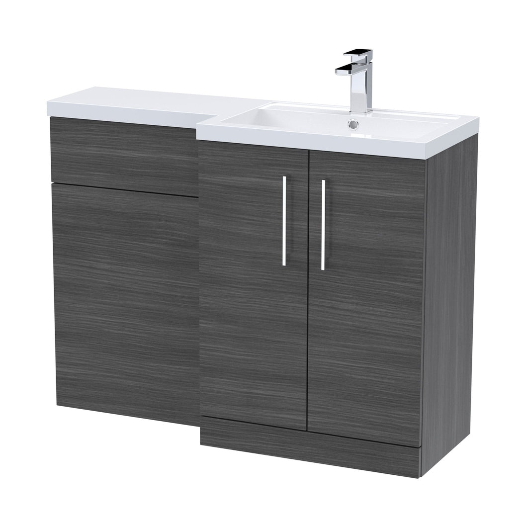 Nuie Arno 1100mm Right Hand Combination Contemporary Anthracite Woodgrain MFC Textured Woodgrain 858x1105x390mm - JJ Building Materials