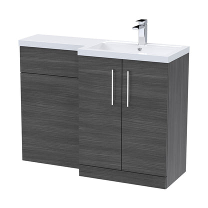 Nuie Arno 1100mm Right Hand Combination Contemporary Anthracite Woodgrain MFC Textured Woodgrain 858x1105x390mm - JJ Building Materials