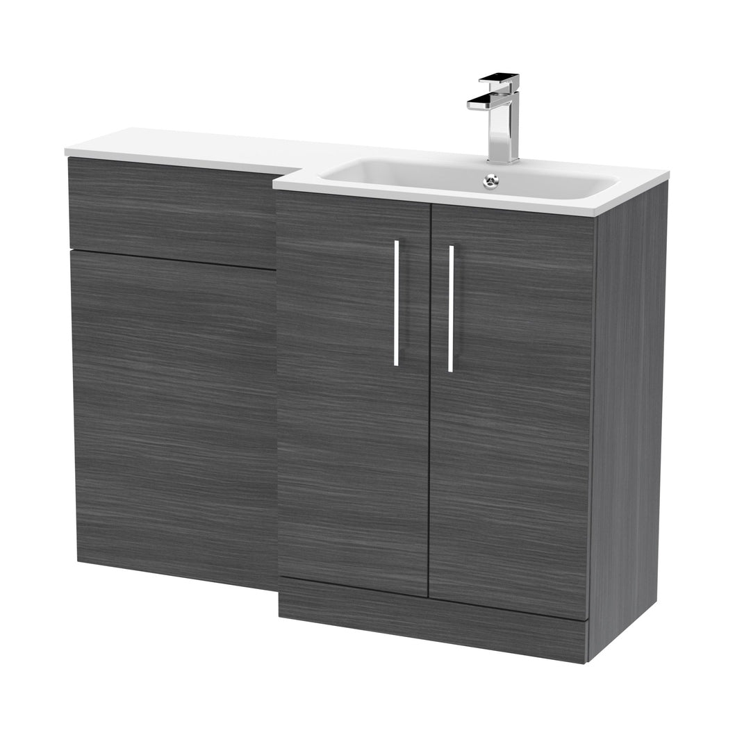 Nuie Arno 1100mm Right Hand Combination Contemporary Anthracite Woodgrain MFC Textured Woodgrain,stone 858x1105x390mm - ARN512R - JJ Building Materials